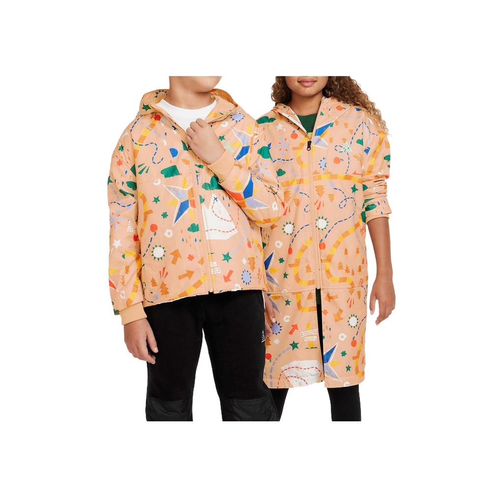 Nike All Over Print Hooded Zip Casual Jacket Kids Jackets Yellow DR6115-252