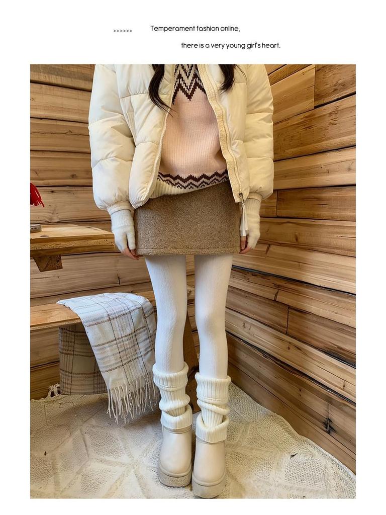 Creamy Lamb Wool A-Line High-Waisted Petite Skirt - Women's Spring 2026 Collection