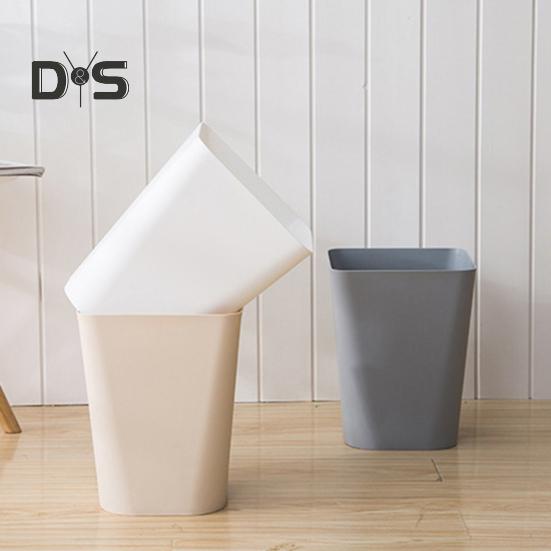 Small Waste Basket Trash Can Large Capacity Solid Color Easy To Clean Indoor Outdoor Plastic Garbage Bin