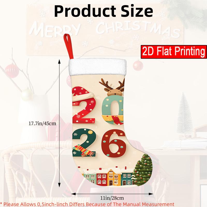 Christmas Decoration Fireplace Hanging Stocking 1pc 2026 Christmas Stocking Holiday Party & Gift Bag Decoration - Elegan