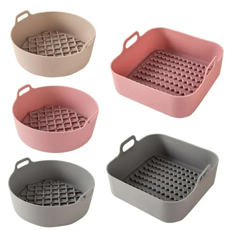 2024 Silicone AirFryer Pot Multifunctional Air Fryers Accessories Bread Fried Chicken Pizza Basket Baking Tray Non Stick Baking Bake