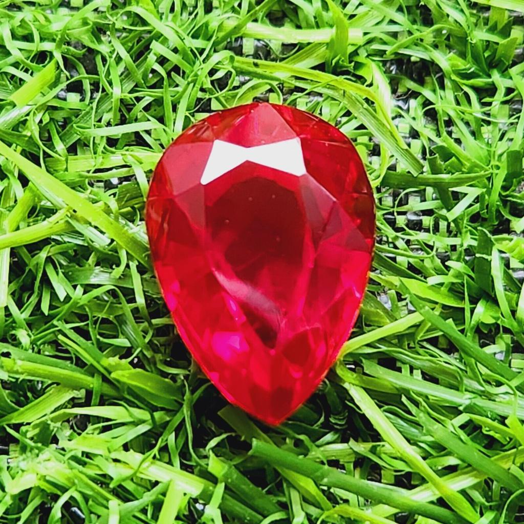 25.10 Ct Heated Ceylon Red Ruby Pear Cut Faceted Loose Gemstone