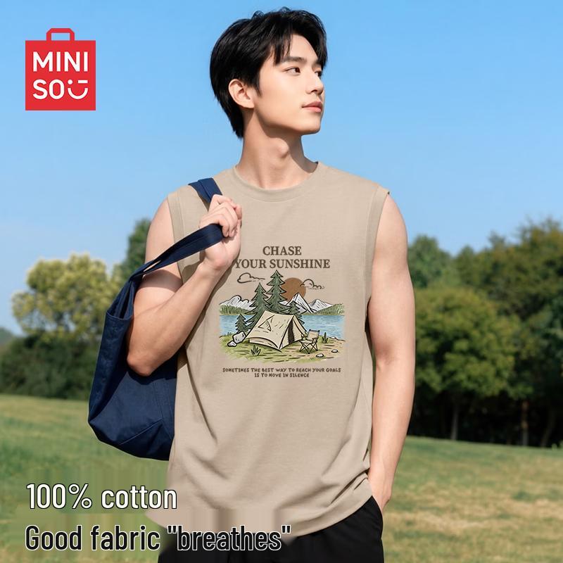 

MINISO Men s Pure Cotton Sleeveless T-Shirt 3XL