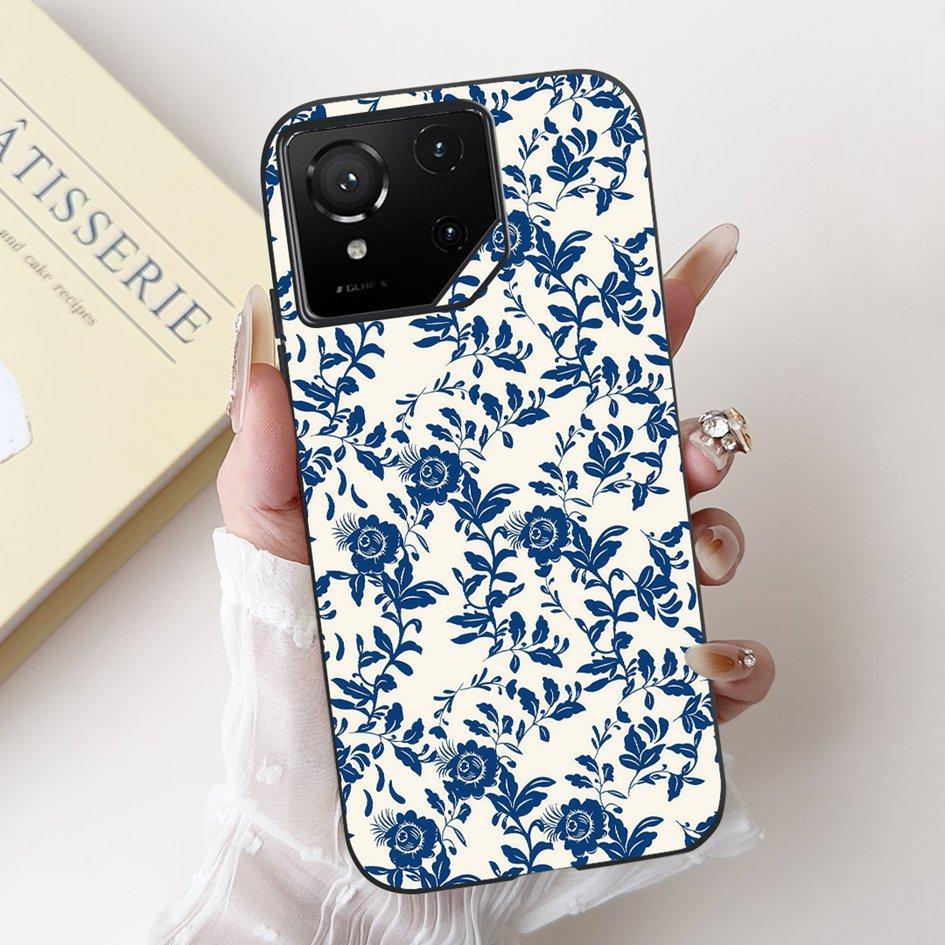 For Asus Rog Phone 9 Pro 5G Case Popular Flower Cartoon Soft Black Silicone Shockproof Cover For Asus Rog Phone 9 FE Phone9 Capa