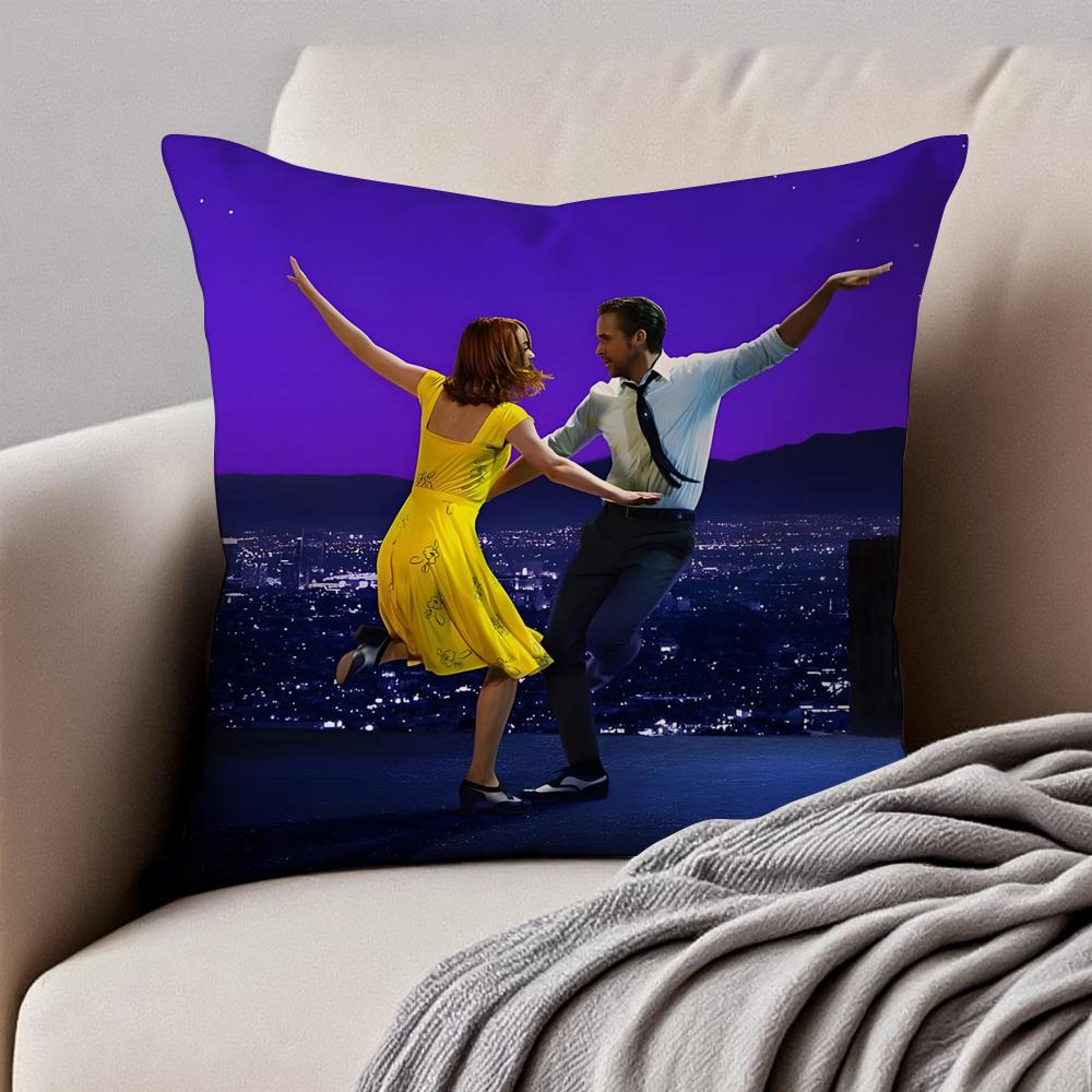 Romantic American Movie LLa La Land Cushion Cover Pillowcase Antidustmite Invisible Zipper Short Plush Sofa Cushion