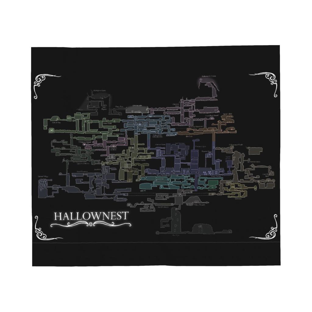 Hollow Knight Silksong Game Map Flannel Throw Blankets Mysterious Rug Piece Knitted Blanket Car Lightweight Thin Multi-function