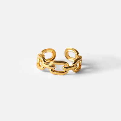 Wholesale Twisted Link Chain Open Rings Stainless Steel Jewelry  Gold Plated Adjustable Finger Rings For Women Party Gift