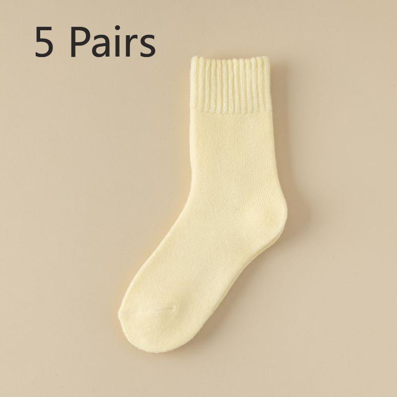 5 Pairs of Women's Autumn and Winter Fleece Thickened Warm Circle Wool Stockings