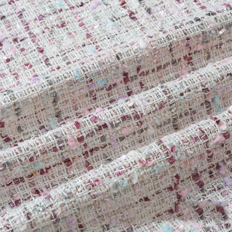 Thicken Tweed Fabric  for Vest Coat  Dress Clothing DIY Sewing Sequins Woolen Cloth Black White Red Blue By Half A Meter Winter