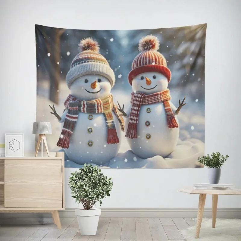 Christmas New Year Snowman Pattern Tapestry Living Room Sofa Home Decor Tapestry