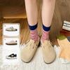 Women's Spring and Summer Striped Thickened Warm Mid-calf Socks, Trendy and Versatile Pile Socks, Anti-odor Cotton Socks