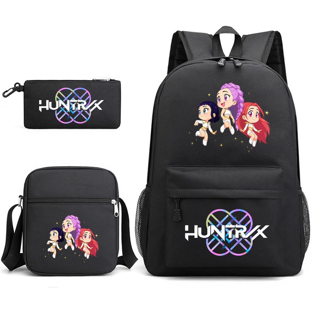 3Pcs/set Anime Printed Backpack with Shoulder Bag Pencil Case for Teenager Student Boy Girl SchoolBag Large Capacity Waterproof Bookbag Kid Gift