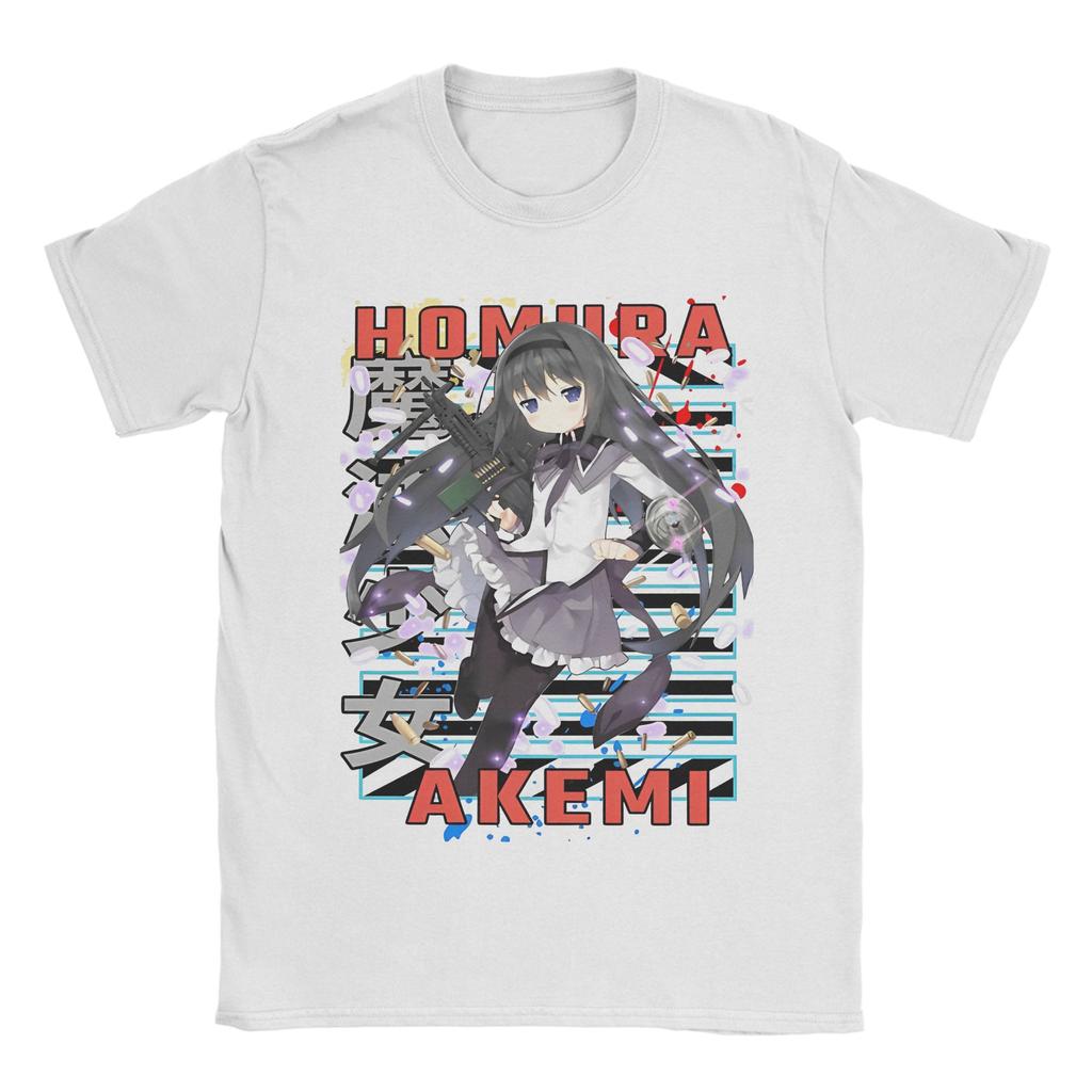 Puella Magi Madoka Magica Qbey Tshirts Men's Cotton Tops Priting Cute Kyubey Anime Round Neck Short Sleeve