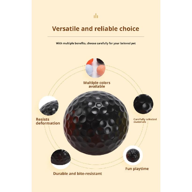 Durable Dog Toy Balls, Bite-Resistant Floating Rubber Golf Ball, Interactive Chew & Fetch Toy for Small Medium Dogs