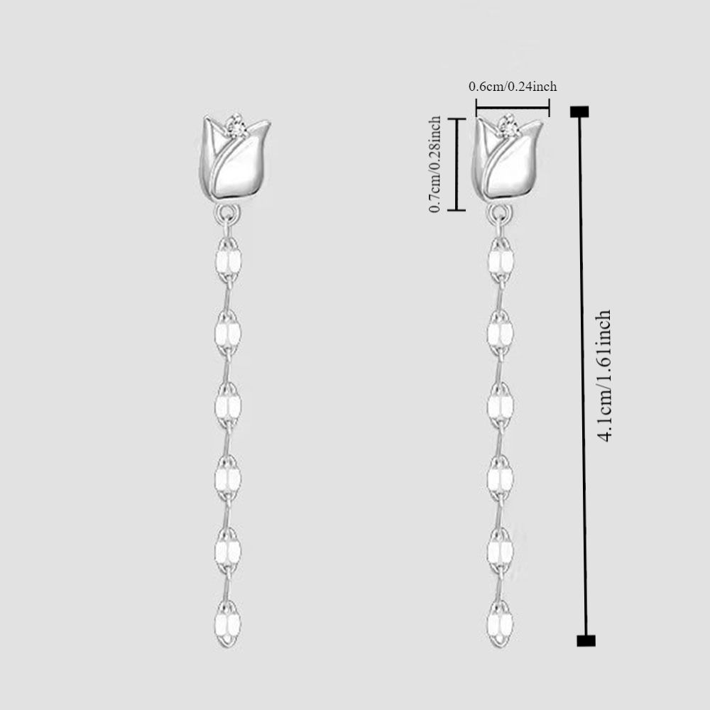 Advanced Sense Rose Tassel Earrings Light Luxury Tulip Flower Earrings Long Tassel  Earrings  Party