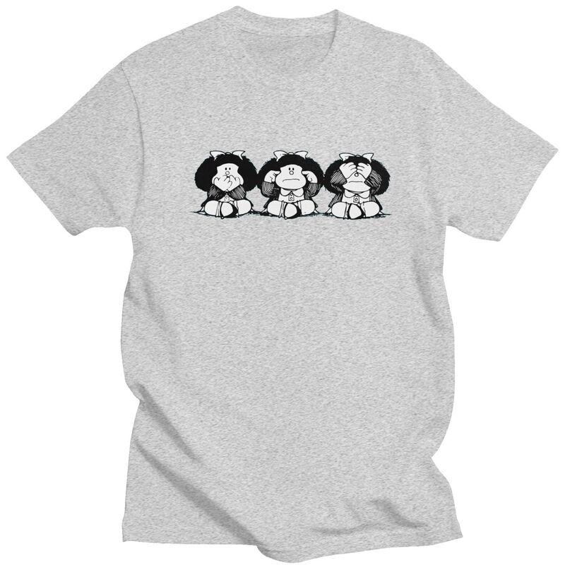 Custom Male Quino Comic Cartoon Mafalda T Shirt ShortSleeve Cotton Tshirts Streetwear Tshirt Casual Tee Slim Fit Clothing