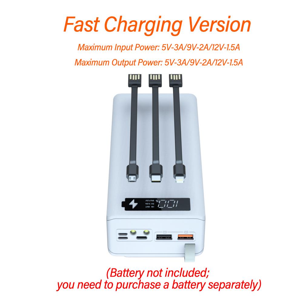 Built‑in 3‑Wire No‑Welding Power Bank Kit DIY Mobile Power Supply Shell Can Holds 16 Pieces 18650 Lithium Batteries No Battery