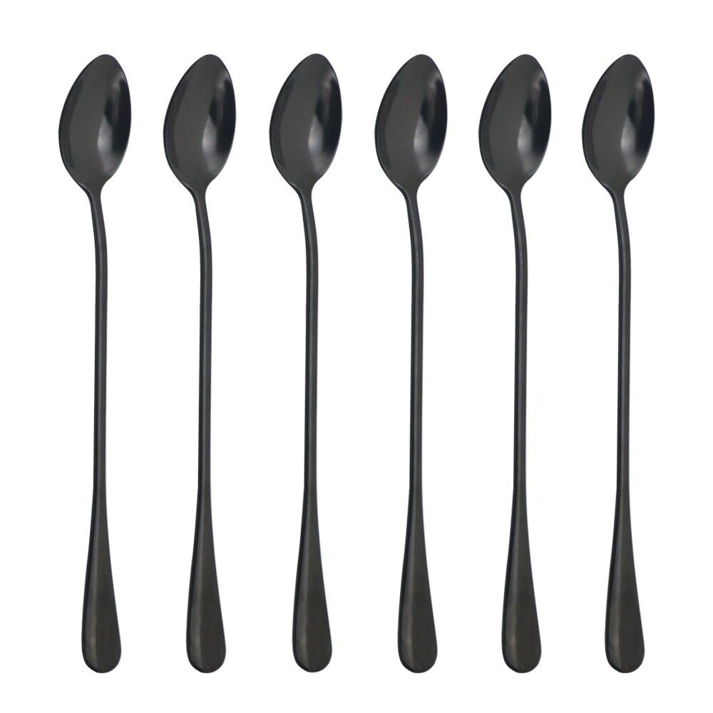 1Pcs Colorful Cutlery Set Stainless Steel Long Handle Spoon Dinnerware Dessert Ice Cream Coffee Spoon Stirring Spoon Silverware