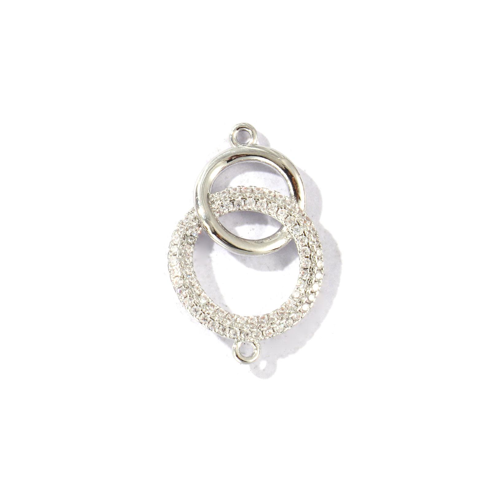 

1 Piece Geometric Connectors Charms Pendants Multicolor Clear Cubic Zirconia Brass Oval Twin Rings For Necklace Earrings Making