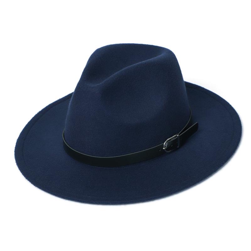 European Retro British-Style Jazz Top Hat with Buckle - Unisex Flat Top for Gentlemen and Ladies