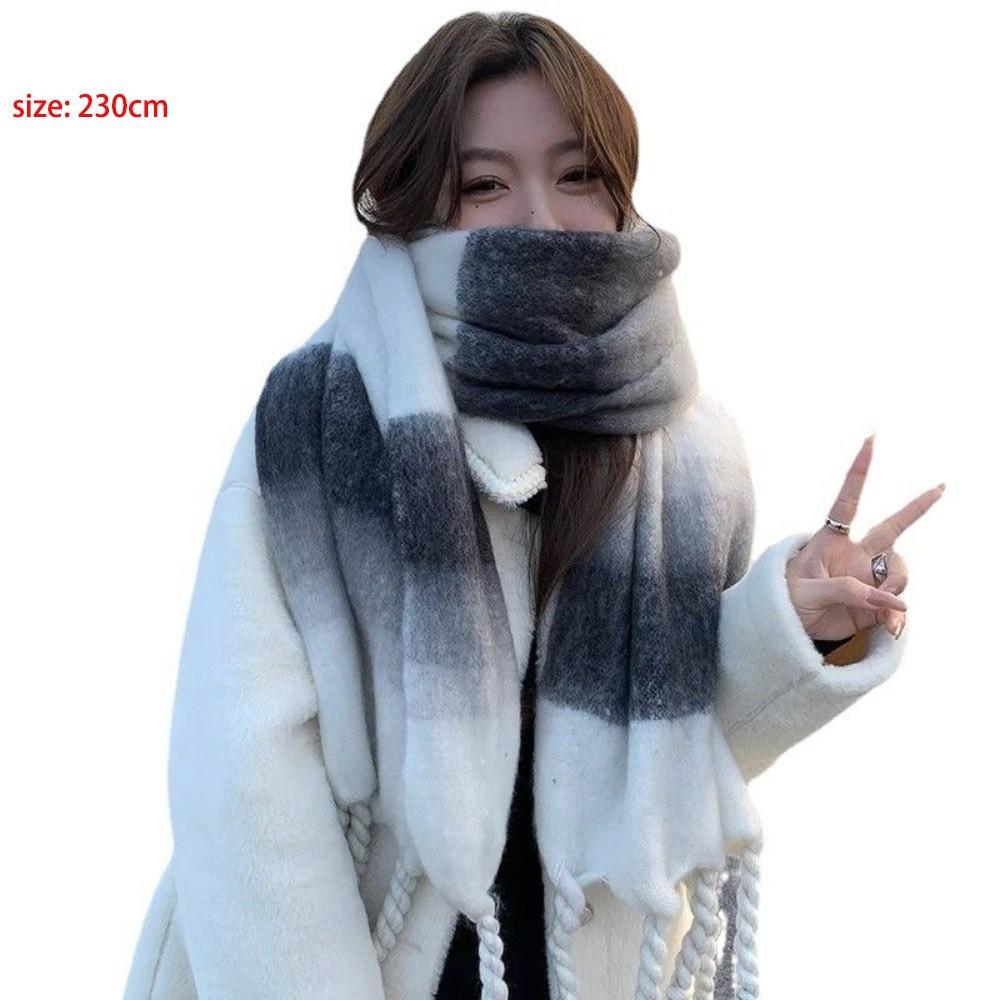 New Warm Scarf Soft Mohair Long Tassel Scarves Gradient Color Windproof Scarves Bib Outdoor Sports