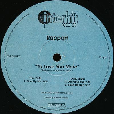 12inch Record RAPPORT - To Love You More PVL54027 Interhit Record 1998 US Dance & Electronica Used