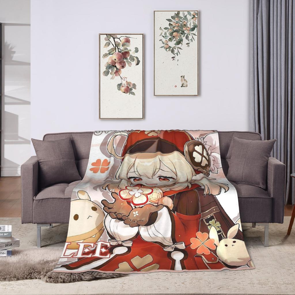 Genshin Impact Klee Blanket Picnic Flannel Bedding Throws For Home Decor Super Warm Custom Quality Bedspread Birthday Present