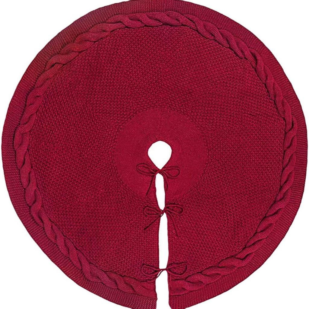 Red and White Cross-Border Knitted Christmas Tree Skirt