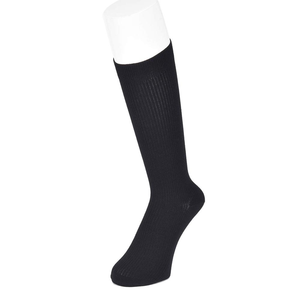 Fukusuke School Socks for Size 22 (Knee-Length) Girls, Antibacterial, Odor-Resistant, Moisture-Wicking, Quick-Drying, 5-Pair Set, Black, (22-24cm)