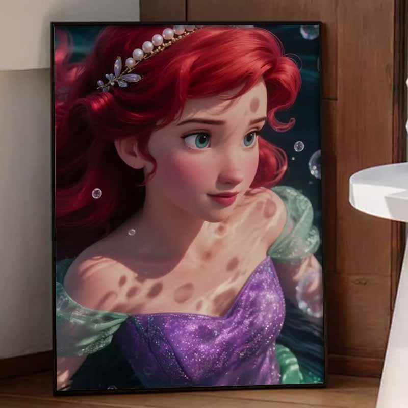 Disney Diamond Painting Kit Unframed, Ariel Purple Dress, Classic Style Home Decor Craft, Perfect Gift Idea