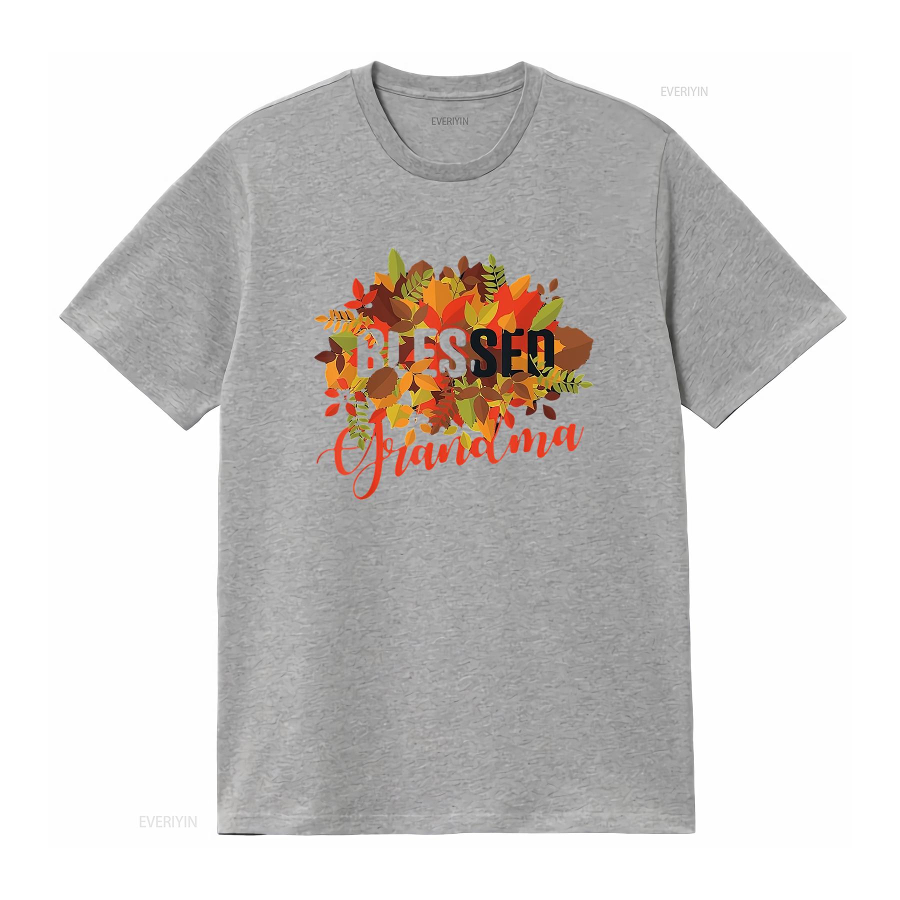 Fall Autumn for Women Blessed Grandma Design with Saying T Shirt Black vintage Washed Stretched homme Unisex Stylish S