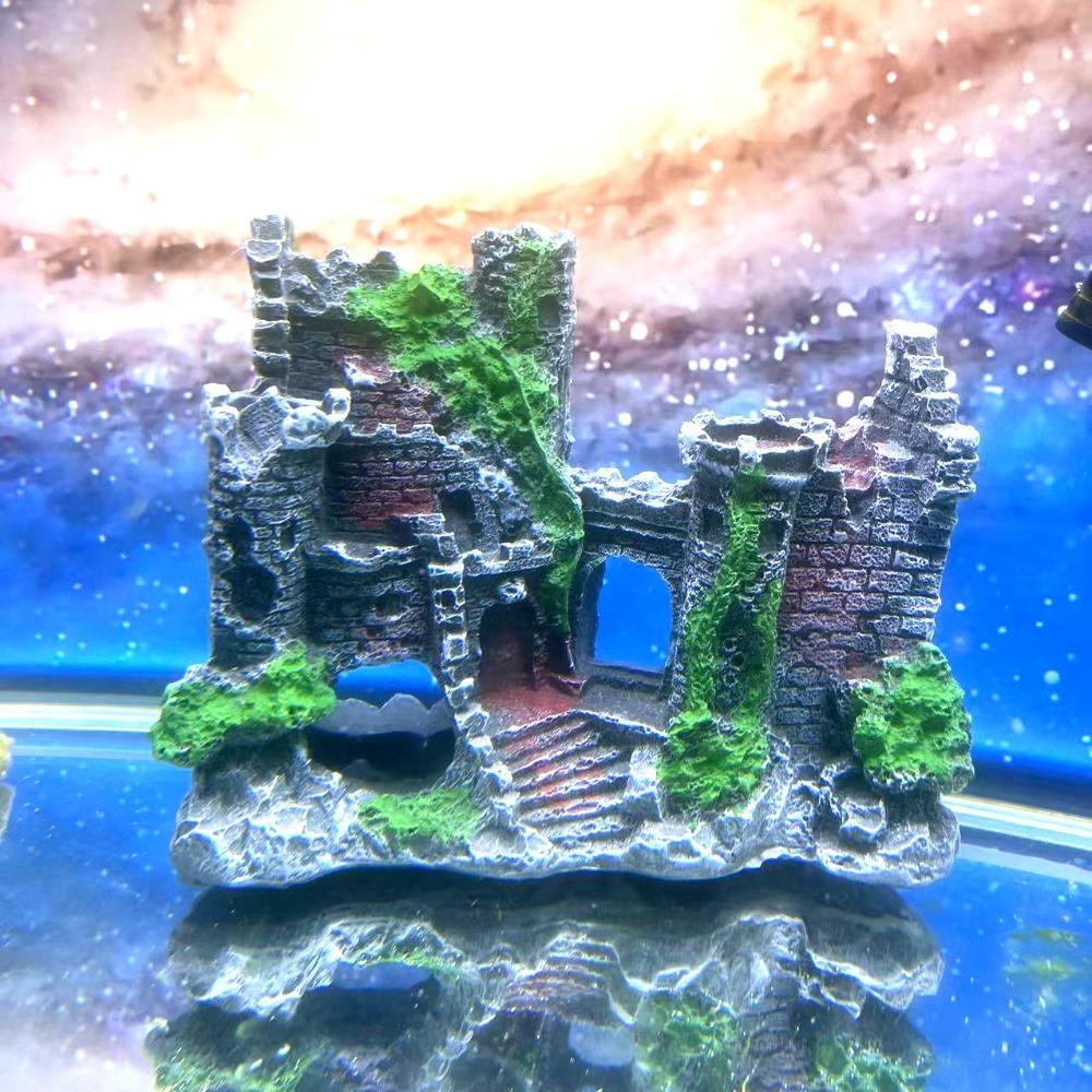 Artificial Castle Shape Fish Tank Ornaments Ancient Aquarium Cave Building Decoration  Fish Tank