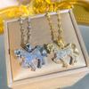 Women S Titanium Steel Horse Zodiac Full Zircon Clavicle Chain