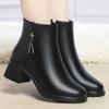 shoes autumn and winter cotton shoes new thick heel short boots women's velvet leather shoes soft leather soft sole fashion boots