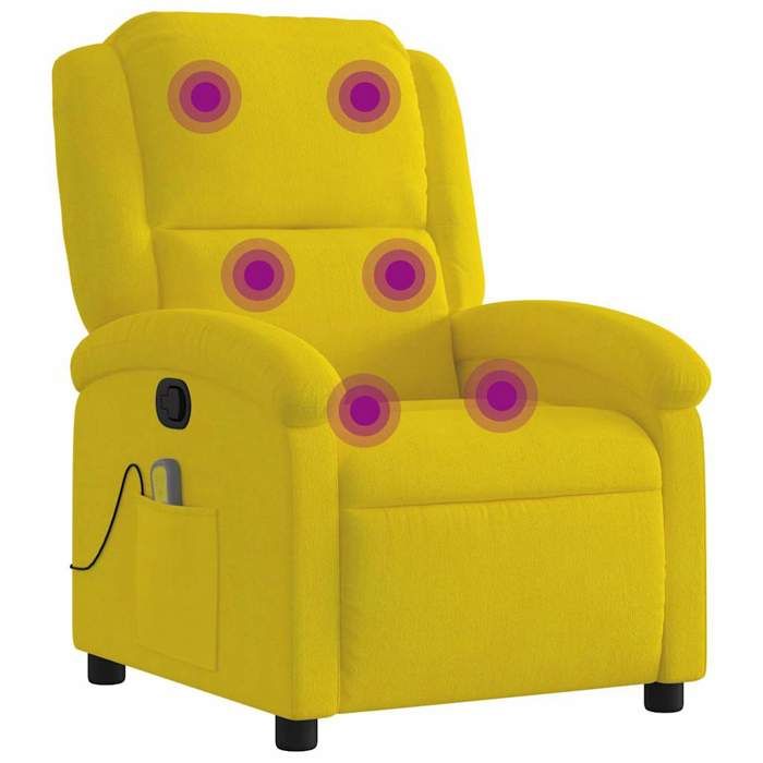 VidaXL Reclining Massage Armchair Yellow Velvet 371815