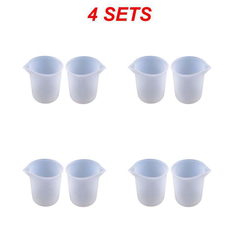 100ML Silicone Measuring Cup Graduated Beaker Epoxy Resin Glue Tools Reused Silicone Round Stirring Rod Measuring Tools