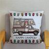 45X45Cm Happy Campers Owl Motorhome Print Pillow Case Soft Polyester Sofa Car Seat/Back Cushion Cover For Home Decor Pillowcases