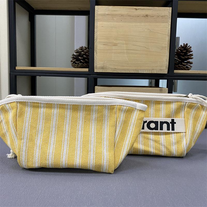 2025 Mode Canvas Handgelenktasche Make-up Kosmetiktasche Damen Make-up Reißverschlusstasche für Frauen Baumwolle Tragbare Make-up Box Tasche Organizer gelb
