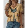 Mode Dames V-hals Korte Mouw 3D Casual Kleurprint Casual Korte Mouw V-hals T-shirt