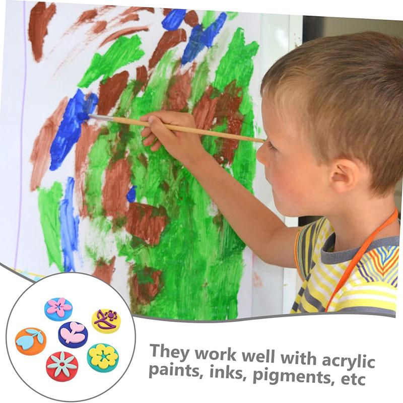 6 st/påse Skumstämplar för Målning Söta Djur Leende Ansikte Målar svampstämplar Konst Hantverk Ritverktyg Barn Leksaker för Tidig Utbildning