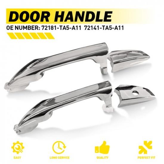 Chrome Front&Rear Outer Left Exterior Door Handle For 2008-2012 Honda Accord