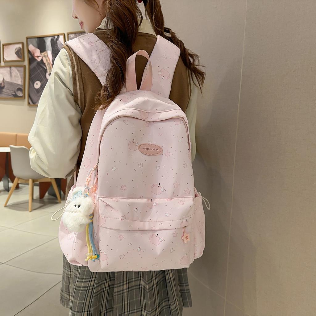 Schoolbag Cute Apple Star School Bag Japanese Junior High School Girls Large Capacity Backpack College Student Versatile Travel Backpack