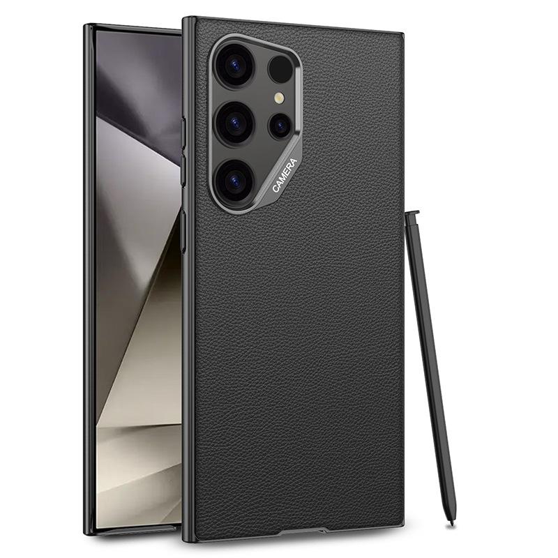 Suitable for Samsung S24Ultra Mobile Phone Case S24uc Pure Pigment Leather S24Ultra Anti Fall Simple Wind Protection Case