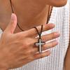 Classic Vintage Cross Pendant Necklace for Men Boys, Stainless Steel Charm Necklace, Cool Punk Prayer Jewelry Gifts