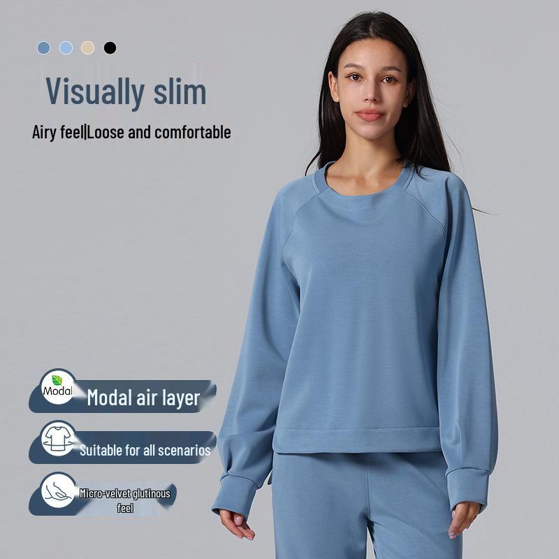 

Modal Air Layer Crew Neck Micro-Fleece Pullover L