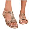 Women Shiny Rhinestone Sandals Elastic Band Beach Shoes Women Fashion Slingback Casual Open Toe Bohemian Sandals Plus Size 43