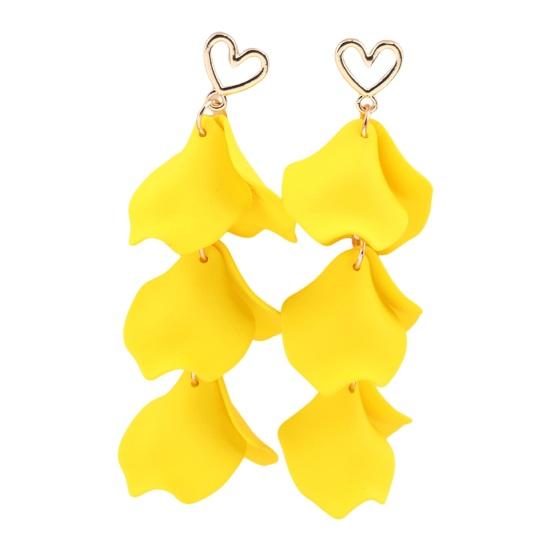

1 пара женских украшений в форме цветка в богемном стиле с лепестками и кисточками в форме сердца, женские украшения для ушей жёлтый