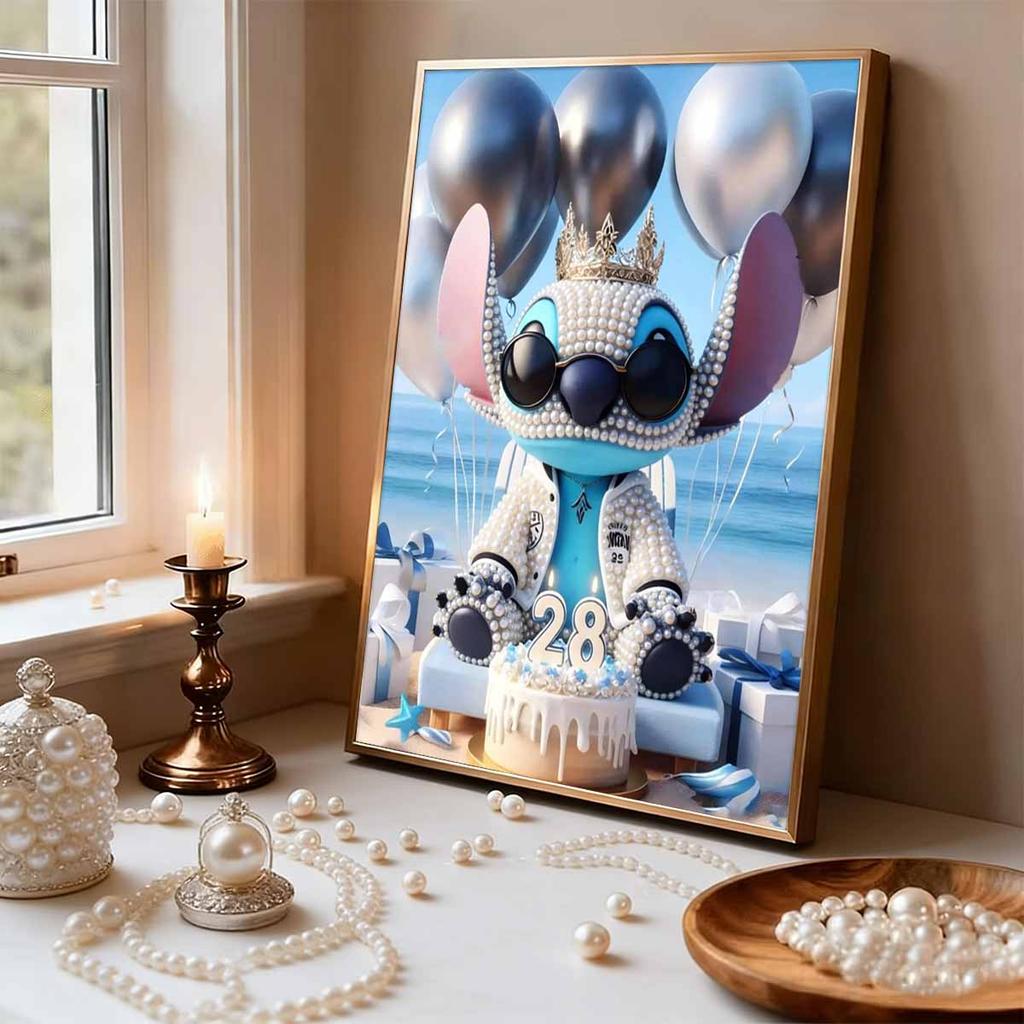 Disney Pearl Painting Stitch Birthday Party Creative Art 5D Exquisite Landscape Sparkling Craft Home Wall Decoration DIY Handmade Gift