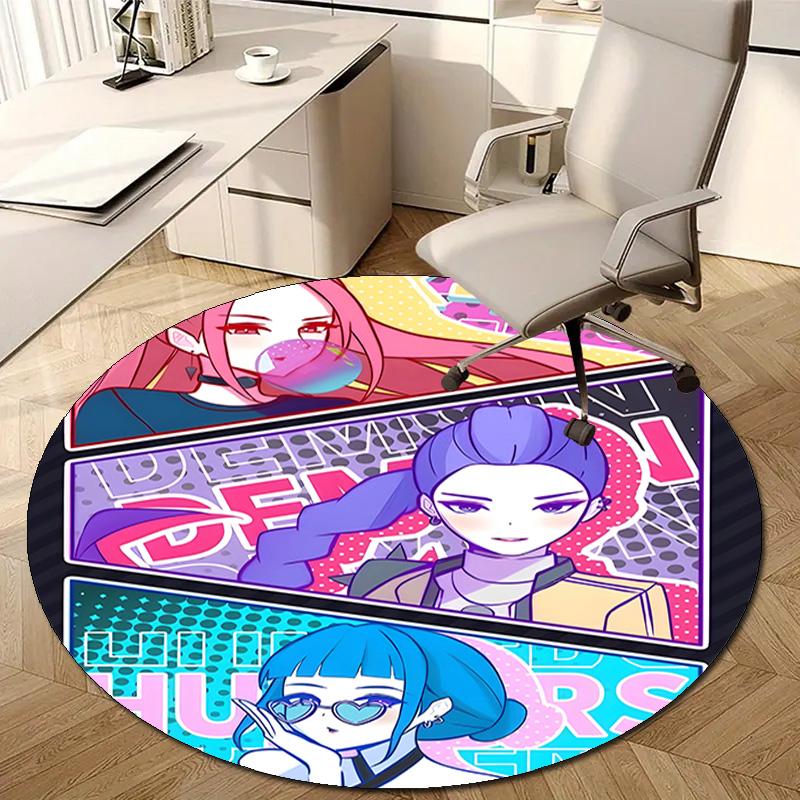 1pc KPop Demon Hunters10 Design Printed Area Round Carpet for Bedroom Living Room Home Decor Rugs Mat Non Slip Mat Rug for Bedside