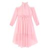 Children‘s High Waist Ruffled Dress Halter Off Shoulder Long Sleeve Irregular Hem Fake Diamond Embellished for Prom Wedding Party